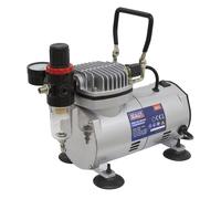 Sealey Mini Air Brush Compressor Electric Pump with Regulator and Pressure Gauge
