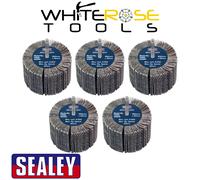 Sealey 80 x 40mm Abrasive Flap Wheel on 6mm Shaft Assorted Grit - PK 5