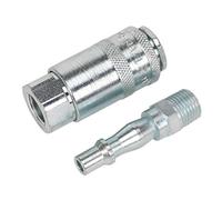 Sealey AC61 Air Tool Coupling Kit 2Pc 1/4inBsp