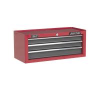 Mid-Box 3 Drawer with Ball-Bearing Slides - Red/Grey