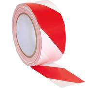 Sealey Adhesive Hazard Warning Tape Red / White 50mm 33m