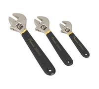 Sealey Ak907 Adjustable Wrench Set 3Pc Ni-Fe Finish
