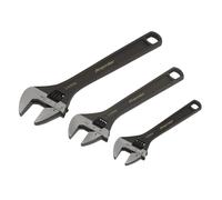 Sealey Adjustable Wrench Set 3pc Size 150 200 and 250mm Black Phosphate AK607