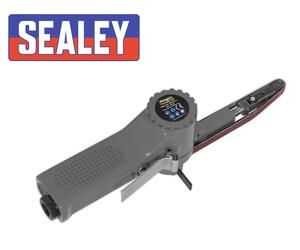 SEALEY AIR BELT SANDER 10MM X 330MM SANDING MACHINE FINGER FILE & 3 BELTS S01046
