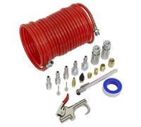 Sealey Air Blow Gun Kit 19pc With Gun Hose Tyre Gauge & Adaptors SA320K