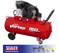 Sealey Air Compressor 150L Belt Drive 3hp Cast Cylinders Garage Workshop