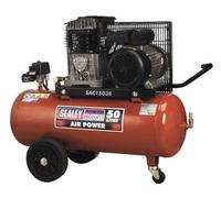 Sealey Sac1503B Compressor 50Ltr Belt Drive 3Hp with Cast Cylinders and Wheels