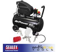 Sealey Air Compressor 50L Direct Drive 2hp with 4pc Air Accessory Kit