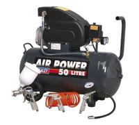 Sealey Air Compressor 50L Direct Drive 2Hp With 4Pc Air Accessory Kit Sac5020Epk