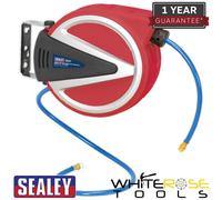 Sealey Air Hose Reel Retractable 15m Ø8mm ID - PU Hose Heavy-Duty
