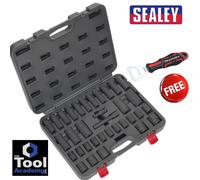 Sealey Air Impact Wrench Socket Set 34 Pce 1/2 Drive 10 - 32mm + BOTTLE OPENER