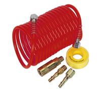 Sealey Air Line Hose Kit 5m x 5mm PE Coiled With Connectors AHK03