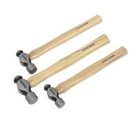 Sealey Ak203 Ball Pein Hammer Set 3Pc Hickory Shaft