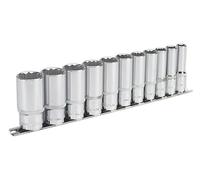 Sealey 11 Piece 3/8" Drive Deep Bi Hexagon WallDrive Socket Set Imperial 3/8"