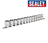 Sealey AK2742 13pc Sockets with Lock-On™ technology 1/2" Dr 10mm - 24mm on Rail