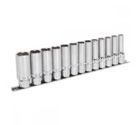Sealey AK2745 Socket Set 13Pc 1/2inSq Drive Deep Lock-On™ 6Pt Metric