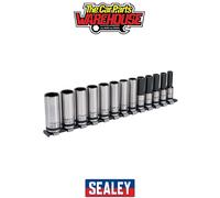 Sealey AK2745B Socket Set 13Pc 1/2inSq Drive Deep Lock-On™ 6Pt Metric - Black Series