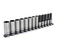 Sealey AK2745B Socket Set 13Pc 1/2inSq Drive Deep Lock-On™ 6Pt Metric - Black Series