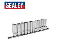 Sealey AK2747 Deep Sockets with Lock-On™ technology 1/4" Dr 4mm - 14mm on Rail