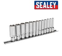Sealey Socket Set 13pc 1/4"Sq Drive Deep Lock-On™ 6pt Metric