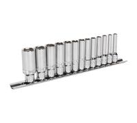 Sealey AK2747 Socket Set 13Pc 1/4inSq Drive Deep Lock-On™ 6Pt Metric