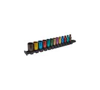 Sealey AK2872 Multi-Coloured Socket Set 13pc 1/4"Sq Drive 6pt WallDrive Metric