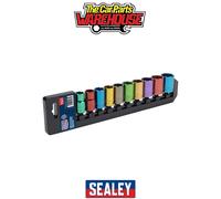Sealey Ak288 Multi-Coloured Socket Set 10Pc 1/2Sq Drive 6Pt Walldrive Metric