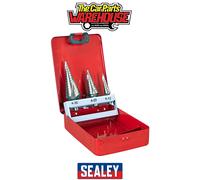 Sealey Step Drill Bit Set AK4743 - M2 HSS Spiral Flute, 3pc