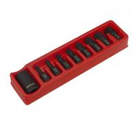 Sealey Ak5611 Impact Spline Bit and Holder Set 9Pc 1/2Sq Drive