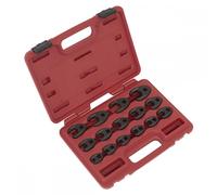 Sealey AK5983 Crowfts Foot Spanner Set 15Pc 3/8inSq Drive Metric