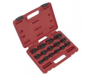 Sealey AK5983 Crowfts Foot Spanner Set 15Pc 3/8inSq Drive Metric