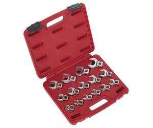 Sealey AK59891 Crowfts Foot Open-End Spanner Set 15Pc 3/8inSq Drive Metric
