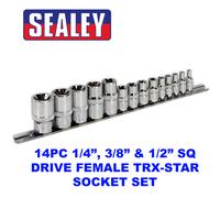 Sealey Socket Set AK618 TRX-Star – 14pc 1/4, 3/8 & 1/2 Sq Drive E4–E24