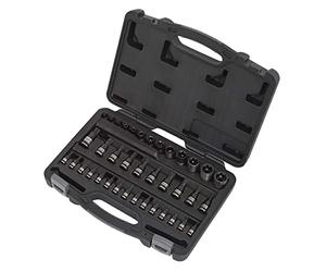 Sealey AK6197B Premier Black Bit Set Male Female TRX-Star Torx Bits T8-T60 E4-E2