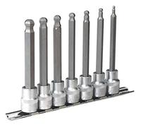 Sealey Socket Bit Set AK6212 - Hex Ball-End 7pc Metric 3/8Sq Drive 100mm