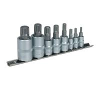 Sealey Spline Socket Bit Set 8pc 1/4", 3/8" & 1/2"Sq Drive AK6214