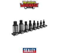 Sealey Spline Socket Bit Set AK6214B – 8pc Combination Drive 1/4" 3/8" 1/2" Black Series