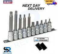 Sealey AK6215 Spline Socket Bit Set 1/2inSq Drive - 10pc +2x Spreaders