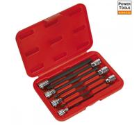 Sealey Hex Socket Bit Set Ak62255 7 pc 3/8" Drive 150mm Metric Extra-Long Reach
