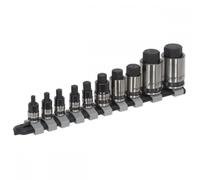 Sealey Hex Socket Bit Set 10pc Stubby 1/4", 3/8", 1/2"SqDrive Blk Series