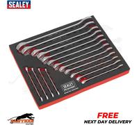 SEALEY SPANNER SET 16PC METRIC COMBINATION WRENCH RING OPEN IN EVA TRAY AK63255