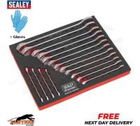 SEALEY AK63255 16PC METRIC COMBINATION SPANNER WRENCH RING + Gloves