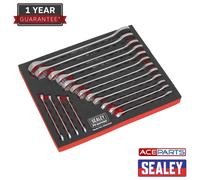 SEALEY SPANNER SET 16PC METRIC COMBINATION WRENCH RING OPEN IN EVA TRAY AK63255