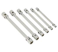 Sealey AK635 Double Flexi-Head Socket Spanner Set 6Pc Fully Polished Metric