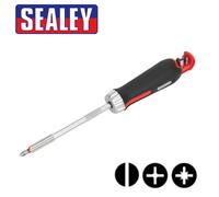 Sealey AK64907 Fine tooth LONG RATCHET SCREWDRIVER with 7pc S2 Steel Bits NEW