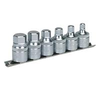 Sealey Ak6561 Hex Socket Bit Set with Rail 6Pc Stubby 1/2Sq Drive Metric
