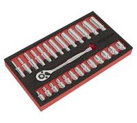 Sealey AK66721 27pc 1/4"Sq Drive Ratchet Wrench & Socket Set