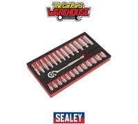 Sealey Ratchet & Socket Set AK66721 27pc 1/4" Sq Drive Foam Module