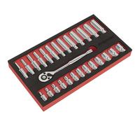 Sealey AK66721 Ratchet Wrench & Socket Set 27pc 1/4"Sq Drive