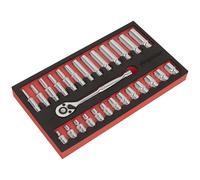 Sealey Ratchet & Socket Set AK66721 27pc 1/4" Sq Drive Foam Module